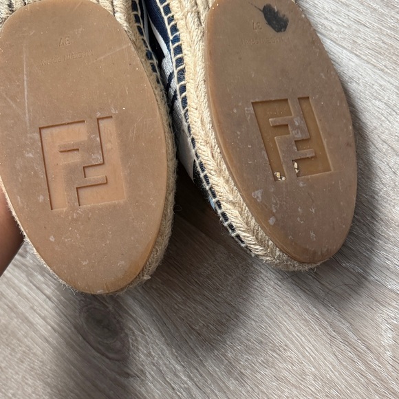 Fendi Striped Navy and White Espadrilles - Picture 5 of 10